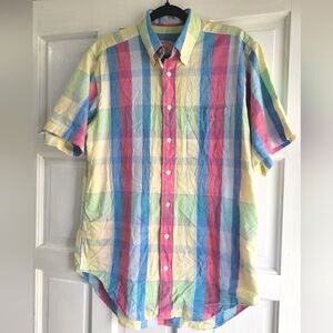 Brooks Brothers 100% Cotton Multicolor Plaid Men's Shirt, Size Medium